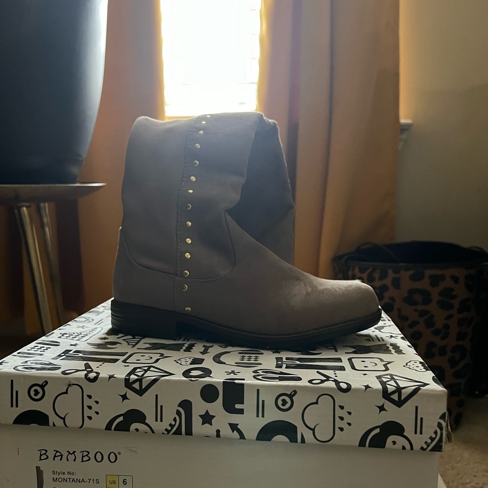 BAMBOO Taupe Studded Boots